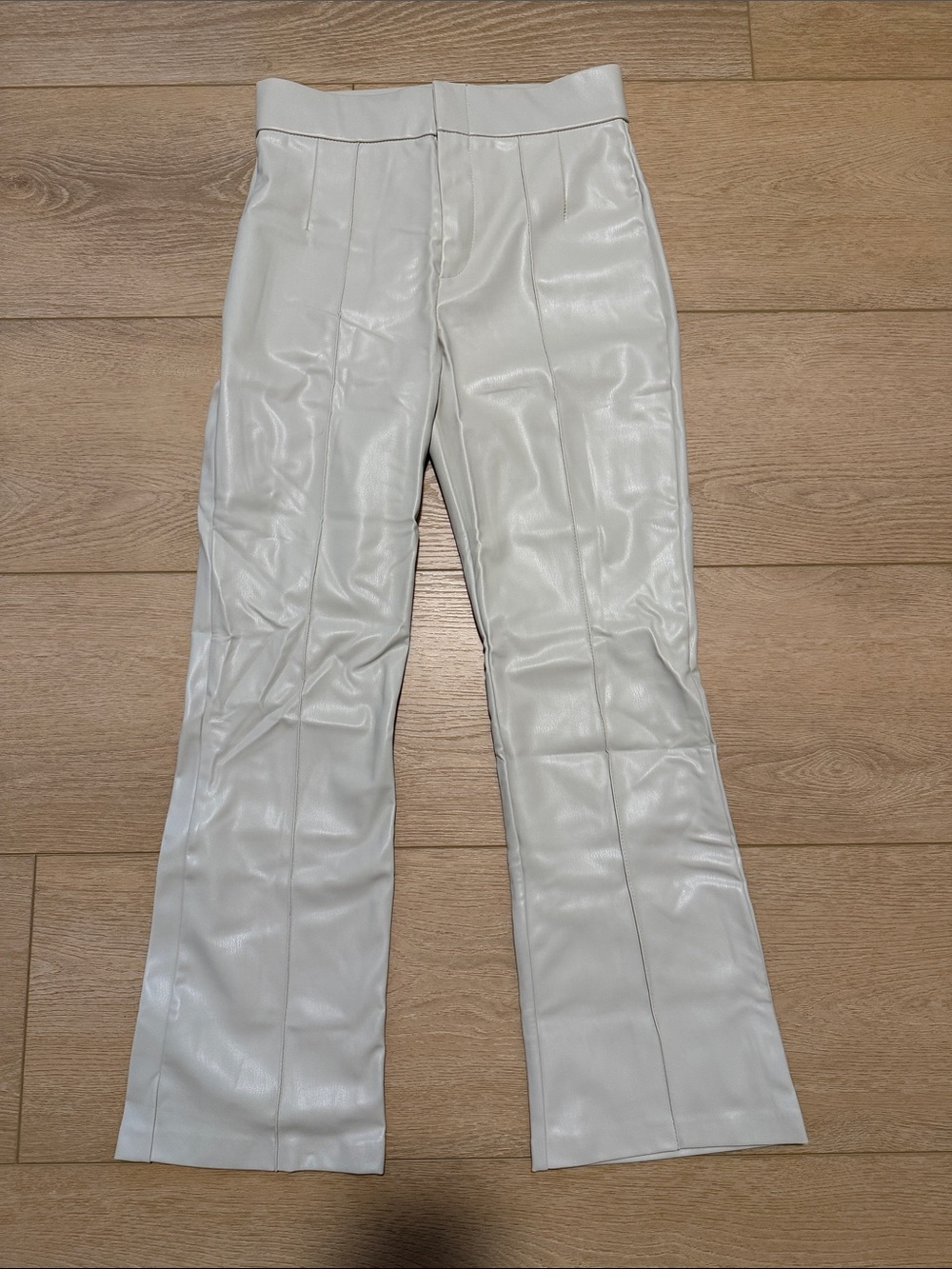 NWT Zara White Faux Leather Fleece-Lined Pants